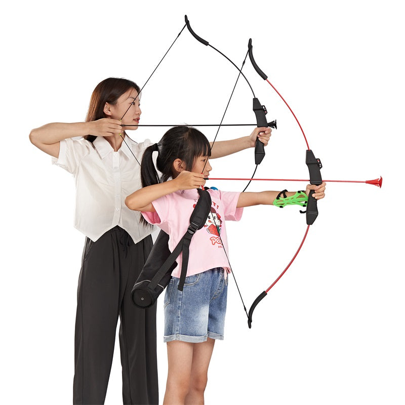 Kids Takedown Red Archery Bow with 4 Sucker Arrows String Sight Finger Saver