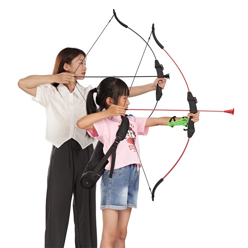 Kids Takedown Black Archery Bow with 4 Sucker Arrows String Sight Finger Saver