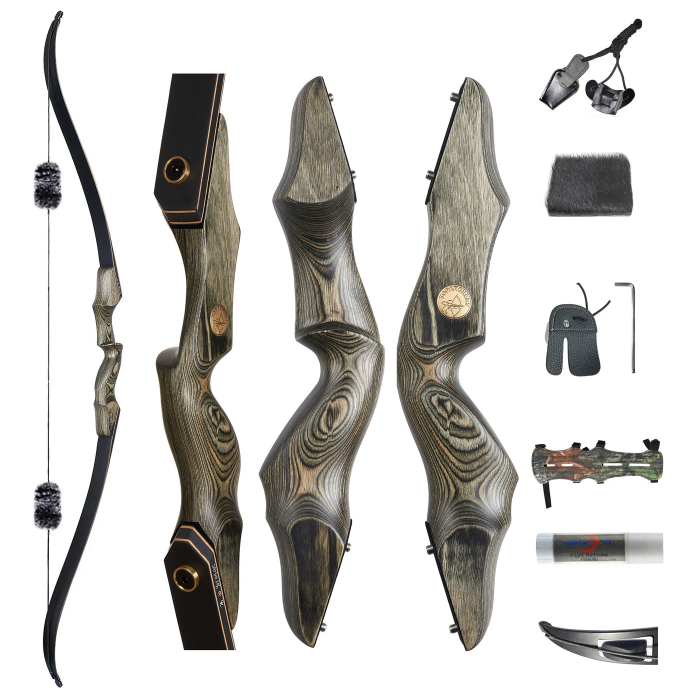 60" Wood Laminated Takedown Recurve Archery Bow Left Right Hand Hunting Target Practice 25-50lbs