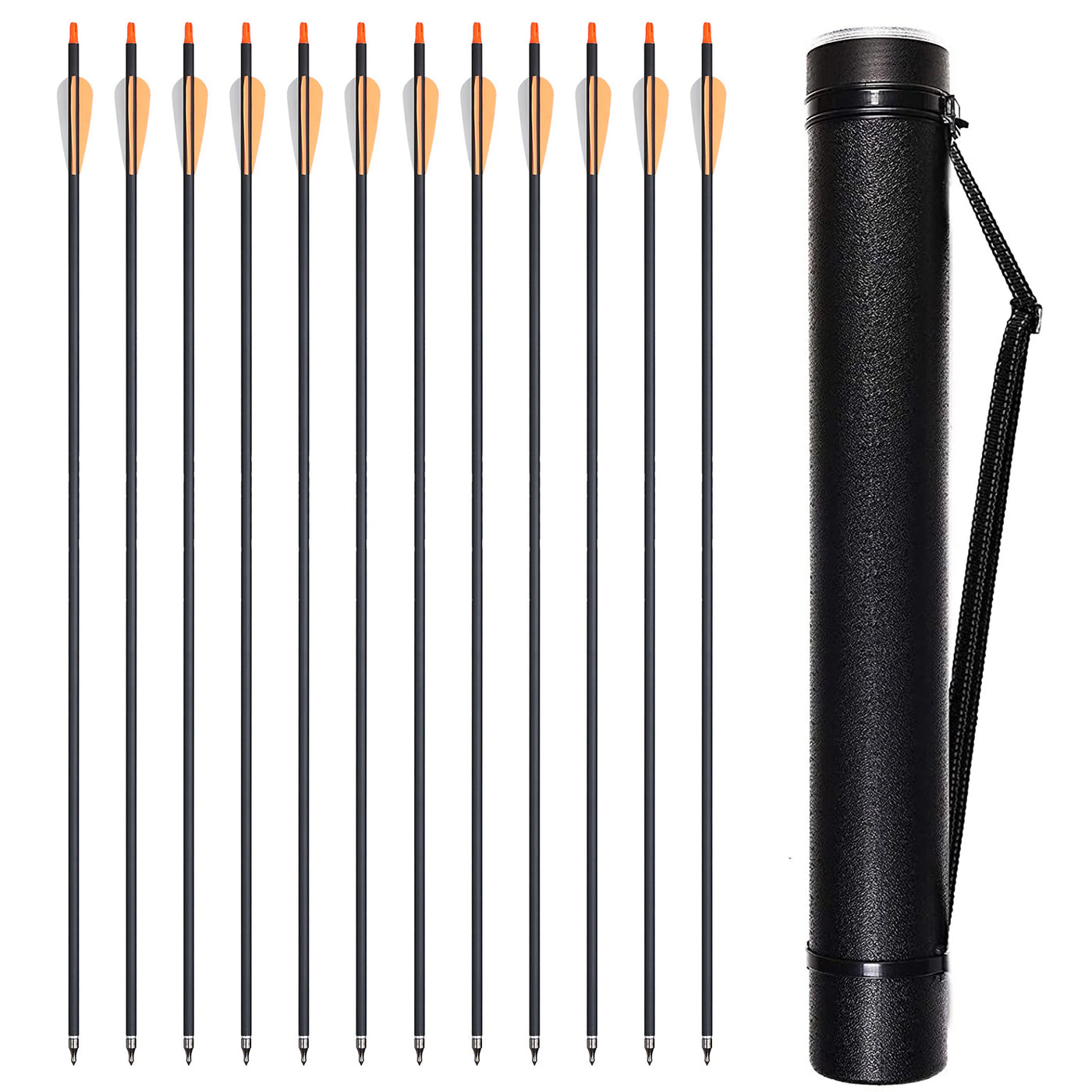 HuntingDoor Archery 30" 12 Pcs Carbon Arrow Set with Arrow Quiver for Compound & Recurve Bow