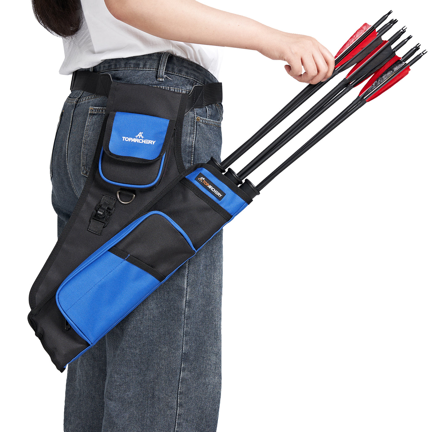 TopArchery 3-Tube Waist Arrow Quiver Archery Blue