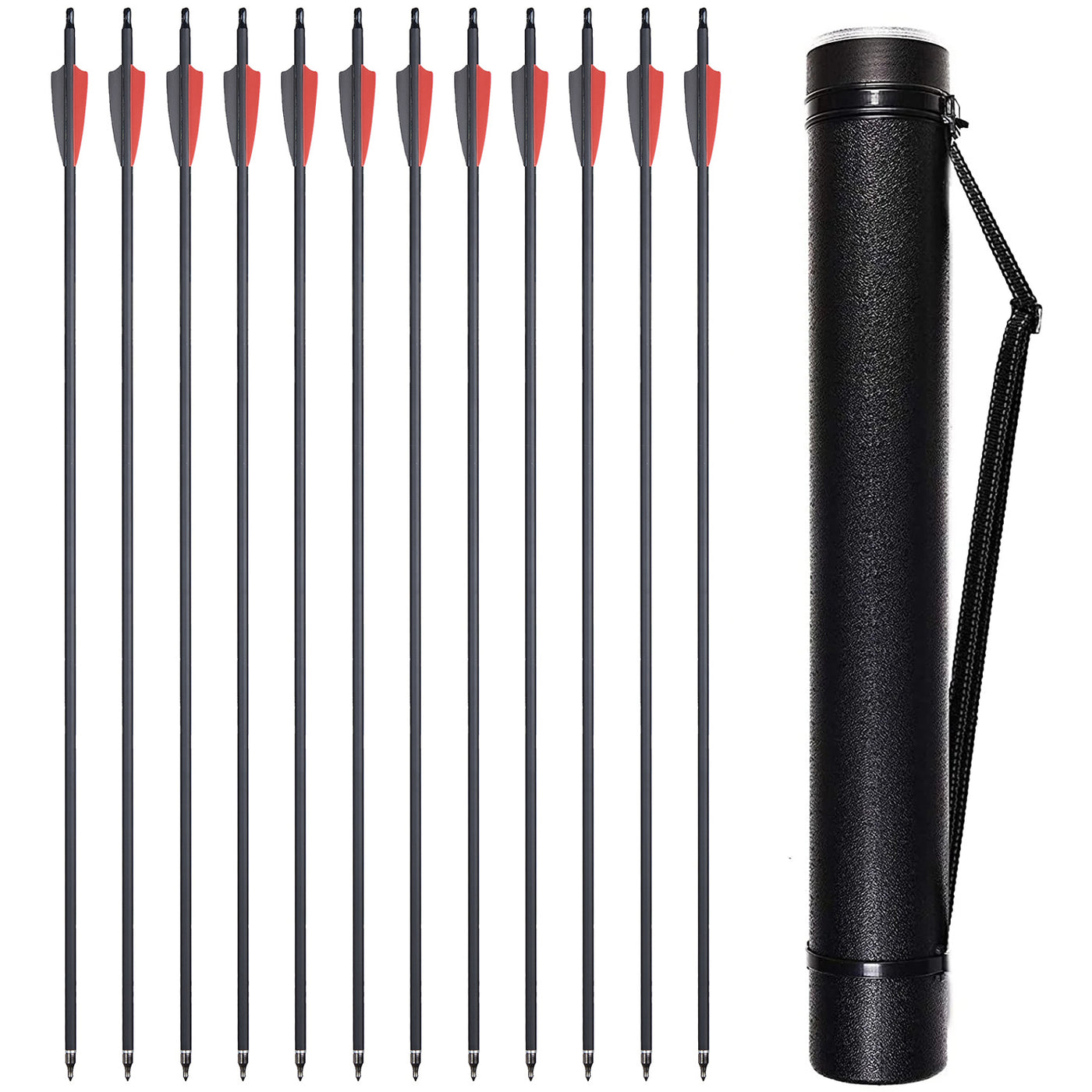 HuntingDoor Archery 30" 12 Pcs Carbon Arrow Set with Arrow Quiver for Compound & Recurve Bow