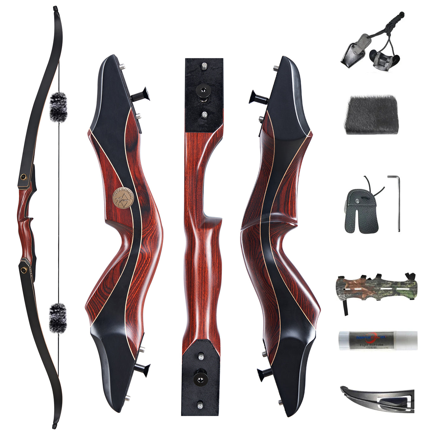 60" Wood Laminated Takedown Recurve Archery Bow Left Right Hand Hunting Target Practice 25-50lbs