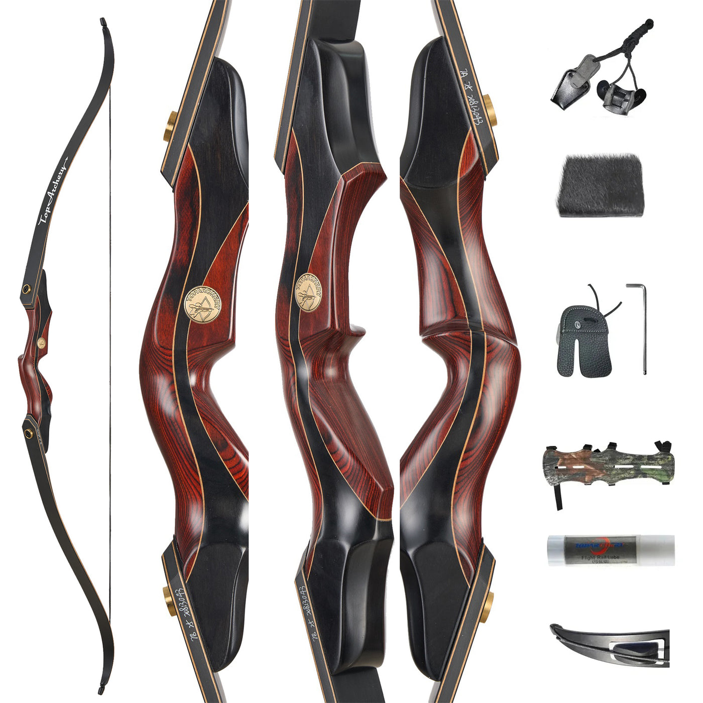 60" Wood Laminated Takedown Recurve Archery Bow Left Right Hand Hunting Target Practice 25-50lbs