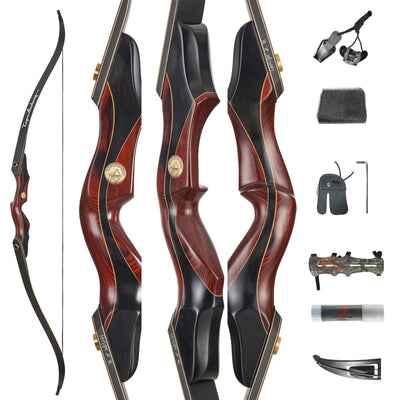 60" Wood Laminated Takedown Recurve Archery Bow Left Right Hand Hunting Target Practice 25-50lbs