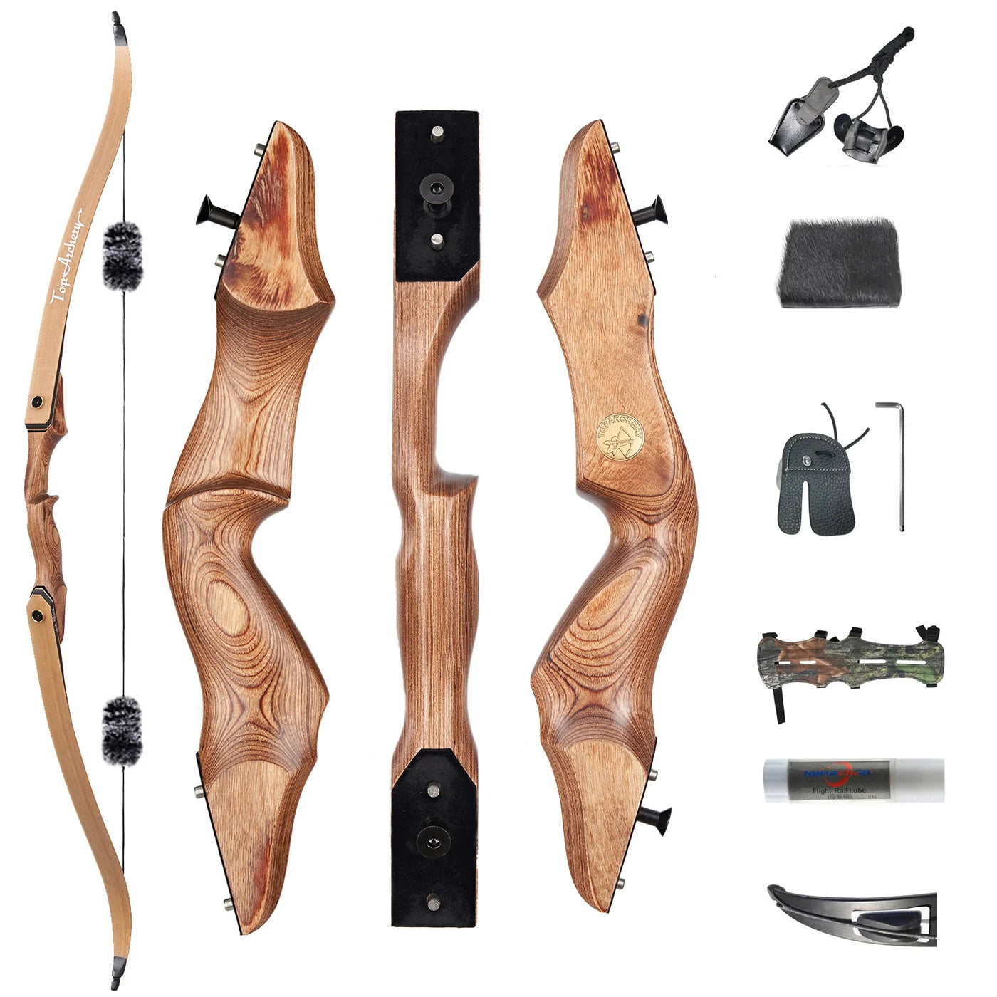 60" Wood Laminated Takedown Recurve Archery Bow Left Right Hand Hunting Target Practice 25-50lbs