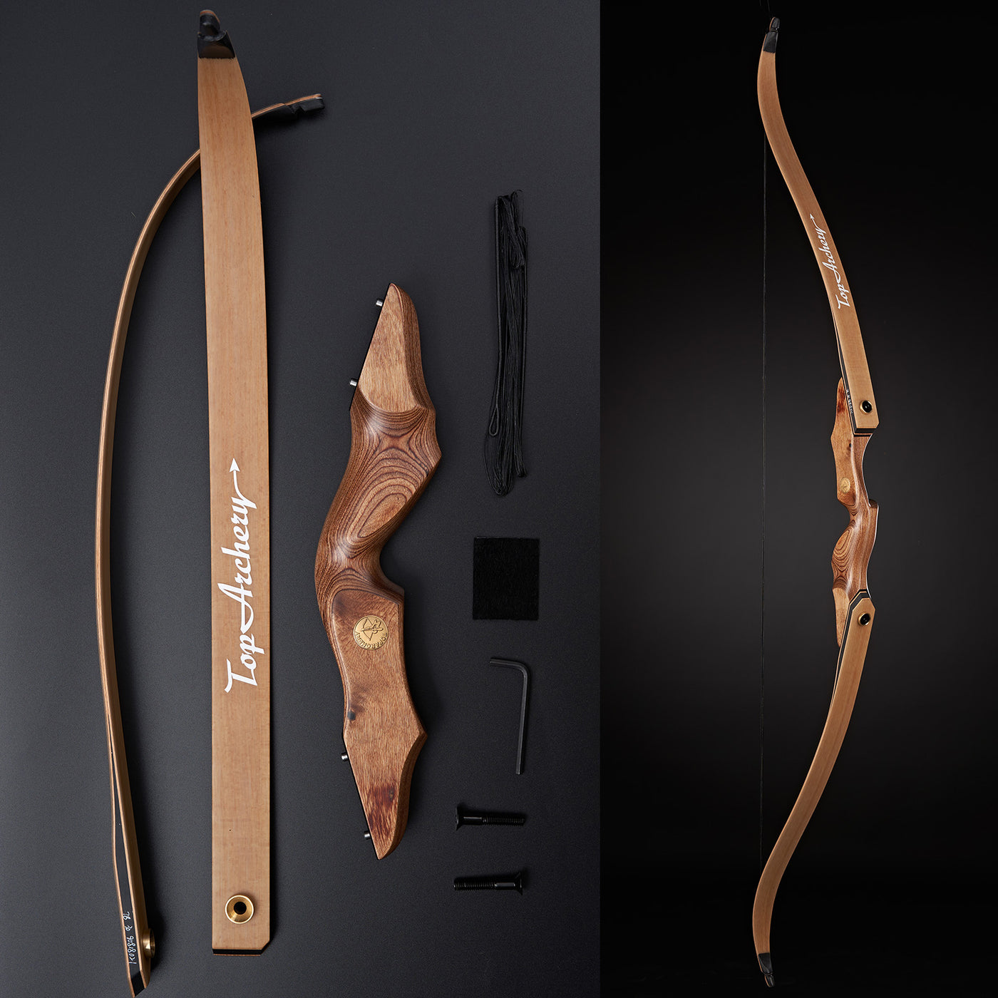 60" Wood Laminated Takedown Recurve Archery Bow Left Right Hand Hunting Target Practice 25-50lbs