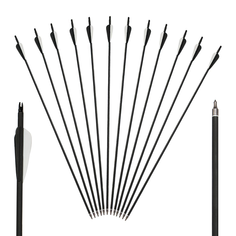 12x 31.5" OD 7.8mm ID 6.2mm Spine 500-550 Mixed Carbon Archery Arrows Replaceable Tips