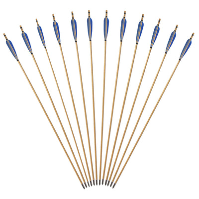 Blue Feather Wood Arrows with Field Points