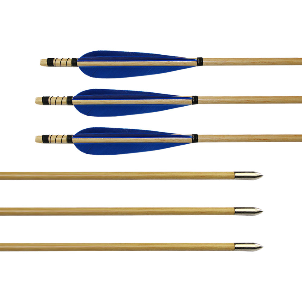 Blue Feather Wood Arrows with Field Points