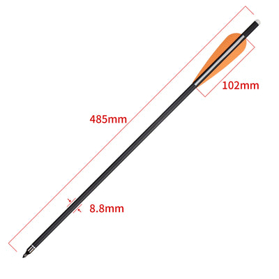 12x 18" OD 8.8mm ID 7.6mm Mixed Carbon Crossbow Arrows Orange White Vanes Replaceable Tips