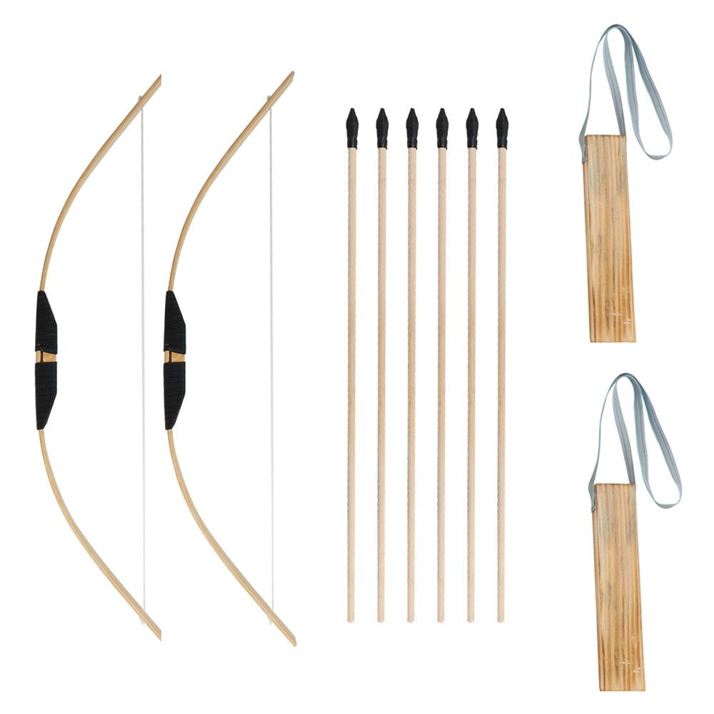 2 Packs 27" Kids Wood Bamboo Bows Arrows Kit