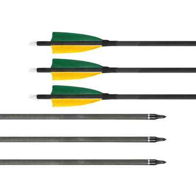 32" 7.6mm Spine 400 Green Yellow Mixed Carbon Arrows
