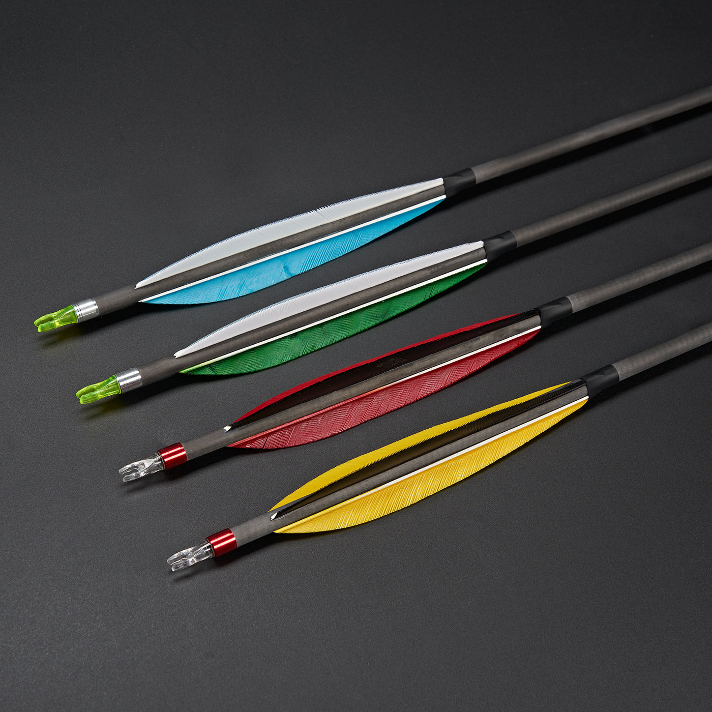 12x 31.5" Archery 6" Turkey Feathered Carbon Arrows Spine 350 ID 6.2mm Red/Yellow/Green/Blue Feathers