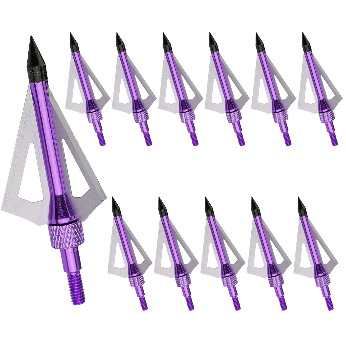 12x 100-grain Screw-in Archery Broadheads Purple/Silver