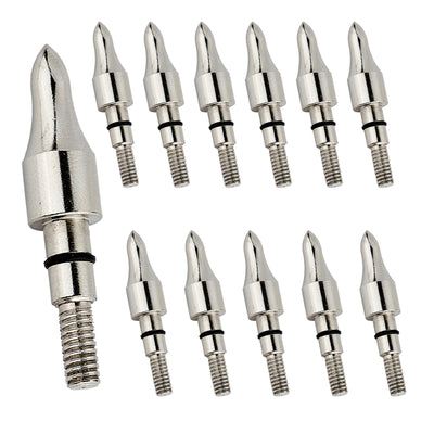 12x Calabash Screw-In Archery Field Points Carbonsteel Silver Arrowheads Tips Practice Target