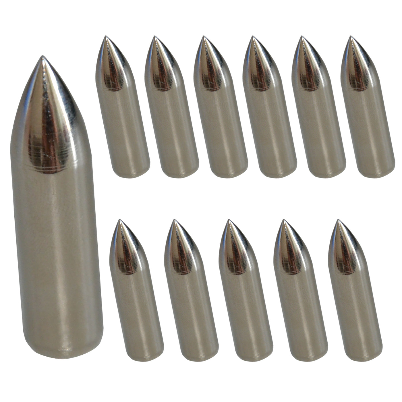12x 92-grain ID-8mm OD-9mm Silver Glue-on Archery Field Points Blunt Tip for Practice Target