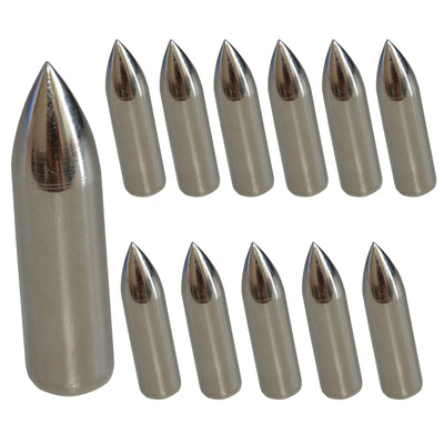 12x 92-grain ID-8mm OD-9mm Silver Glue-on Archery Field Points Blunt Tip for Practice Target