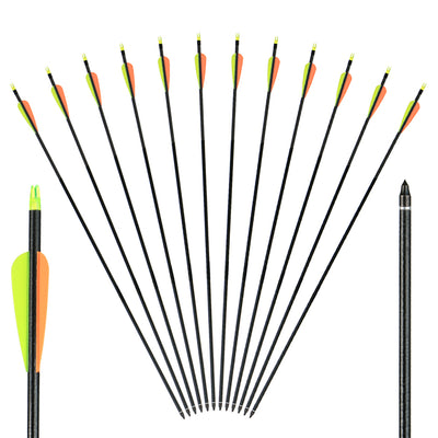 12x 32" OD 7.8mm Spine 600 3" Parabolic Plastic Vanes Fiberglass Archery Arrows