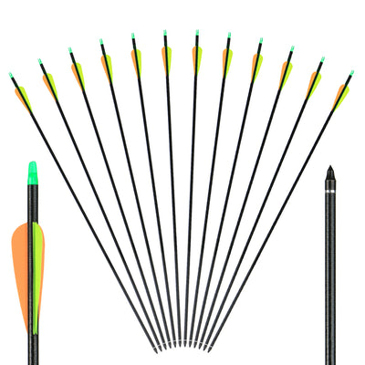 12x 32" OD 7.8mm Spine 650 Fiberglass Archery Arrows Green Press-in Nocks