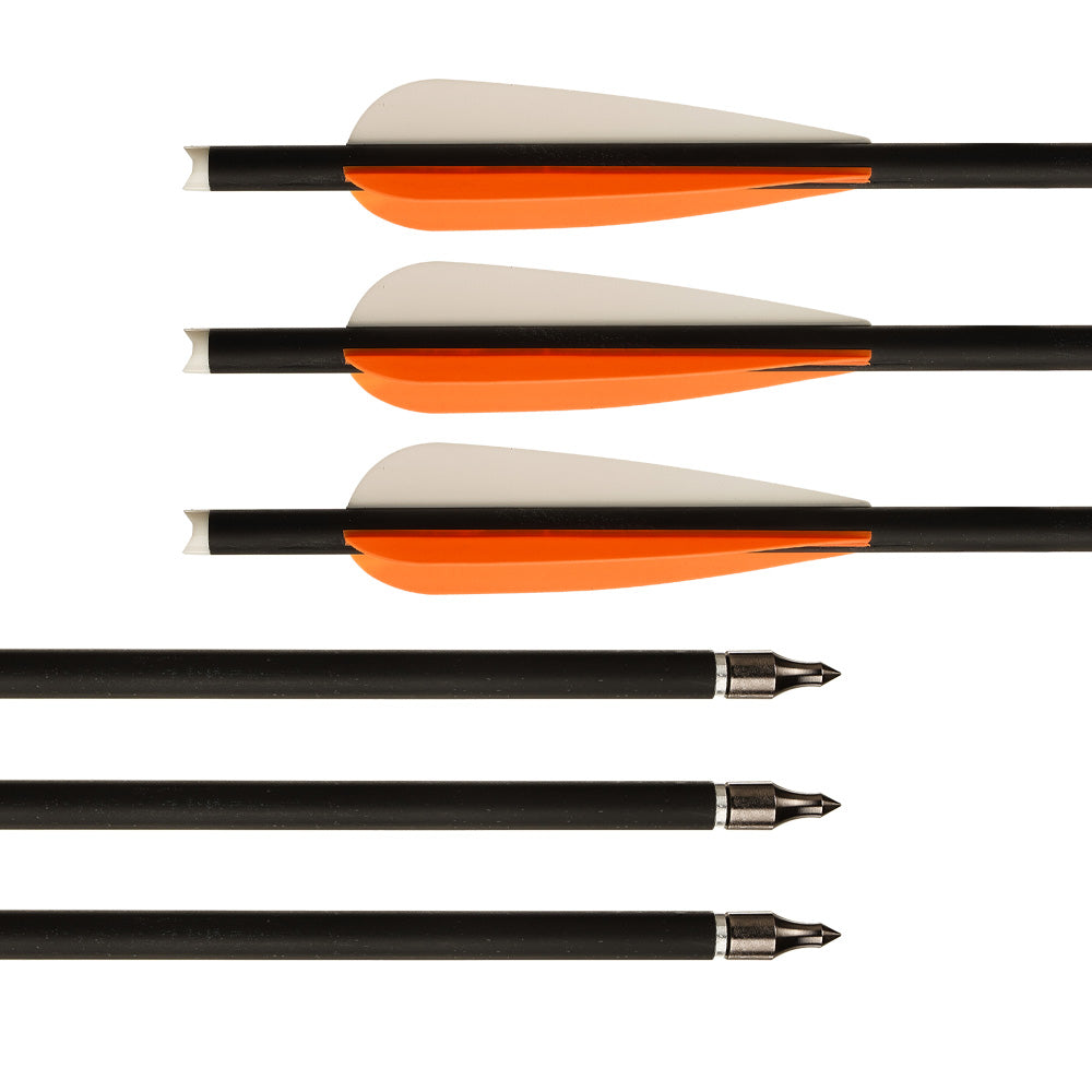 12x 16" OD 8.8mm ID 7.6mm Mixed Carbon Crossbow Arrows Orange White Vanes Replaceable Tips