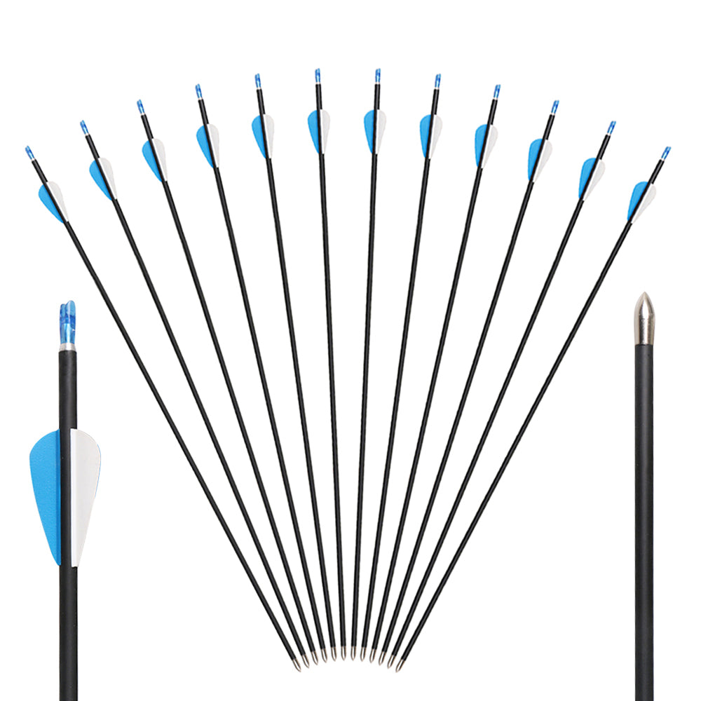 12x 31.5" Skinny Slim OD 6mm Spine 800 Fletched Mixed Carbon Archery Arrows Plastic Vanes Fixed Tips