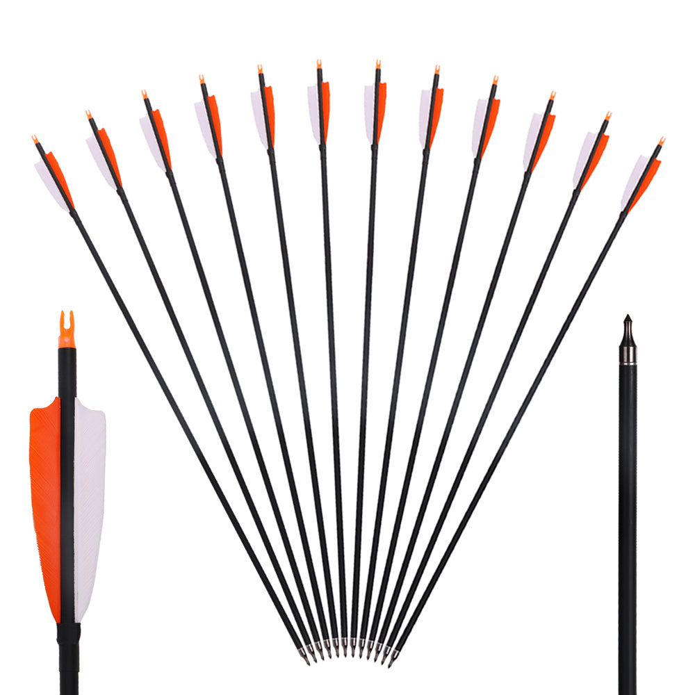 12x 31" OD 7.8mm ID 6.2mm Spine 500 Shield Turkey Feather Mixed Carbon Archery Arrows