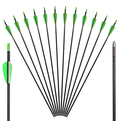 12x 31" Slim Skinny OD 6mm ID 4.2mm Spine 600 Fletched Pure Carbon Archery Arrows Shield Vanes