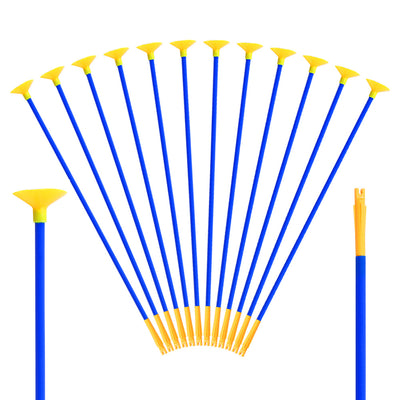 12x 23" Kids Plastic Sucker Archery Game Arrows Blue Shaft Yellow Nocks