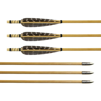 31.5" 6x Wood and 6x Pure Carbon Fletched Arrows Shield Parabolic Real Turkey Feather