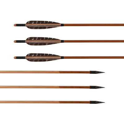 Natural Barred Fletched Bamboo Arrows with Broadheads