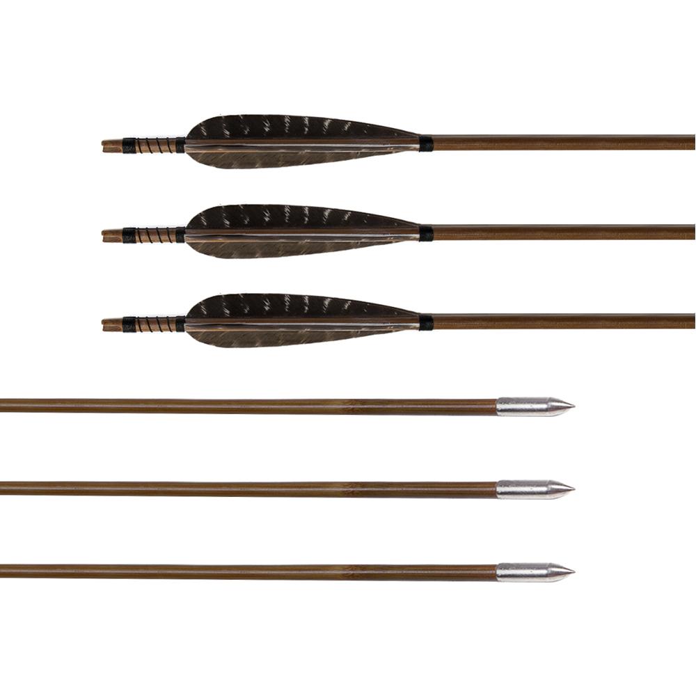 Natural Barred Fletched Bamboo Arrows