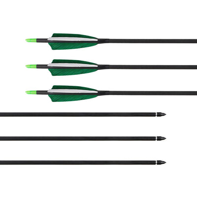 32" 7.5mm Spine 400 Green Feather Pure Carbon Arrows