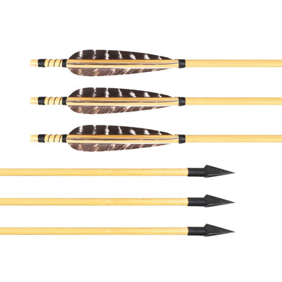 Natural Barred Wood Arrows with Broadheads