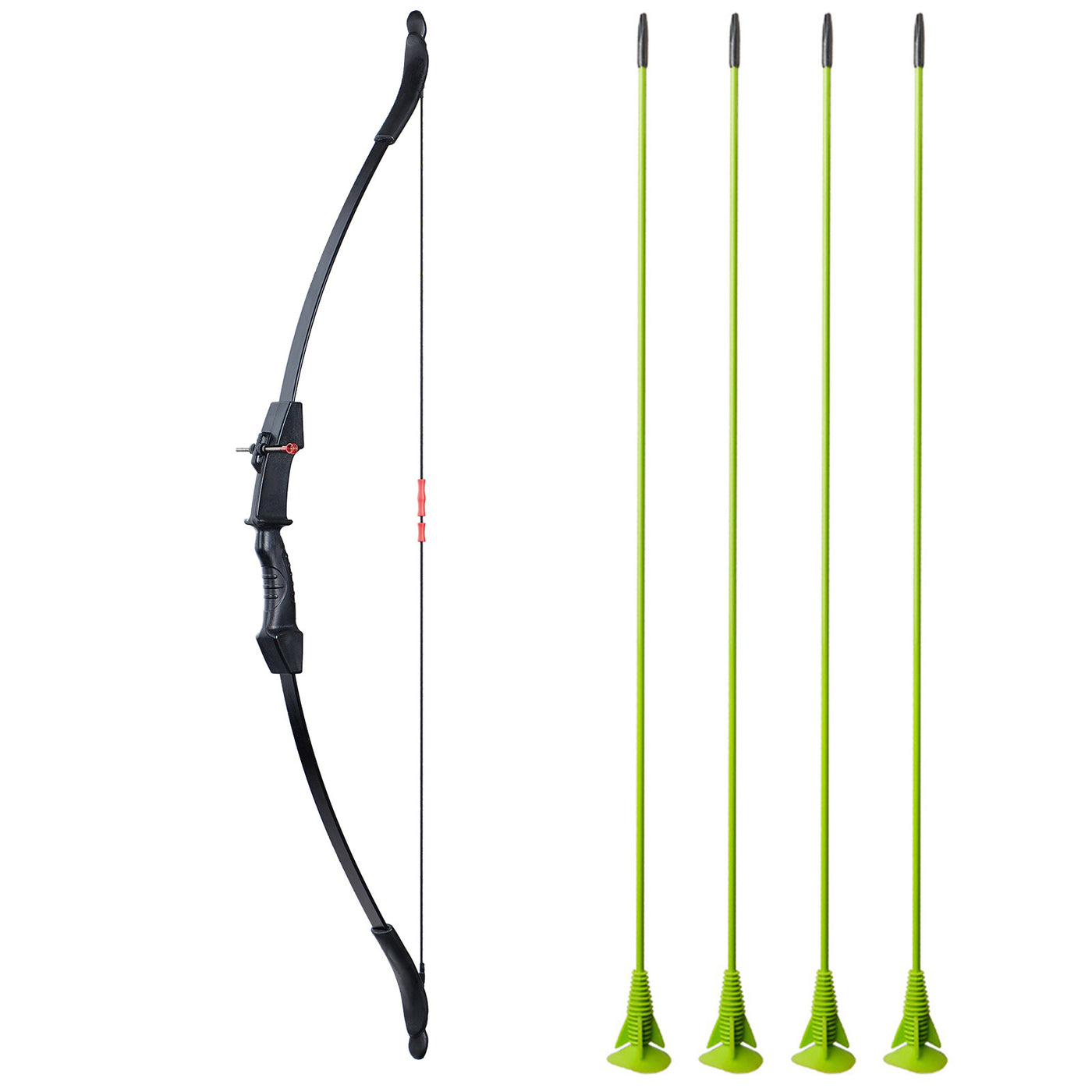 Kids Takedown Black Archery Bow with 4 Sucker Arrows String Sight Finger Saver