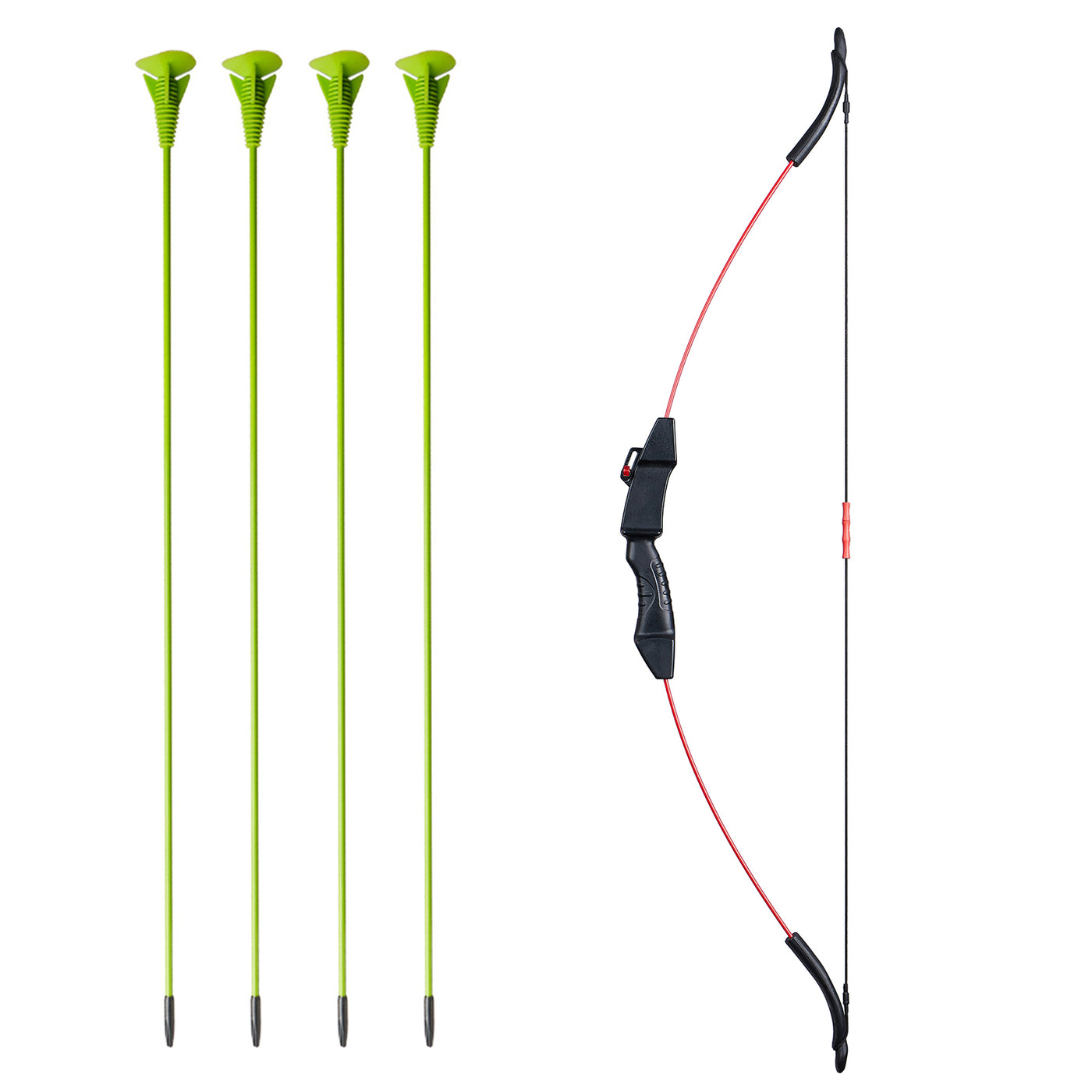 Kids Takedown Red Archery Bow with 4 Sucker Arrows String Sight Finger Saver