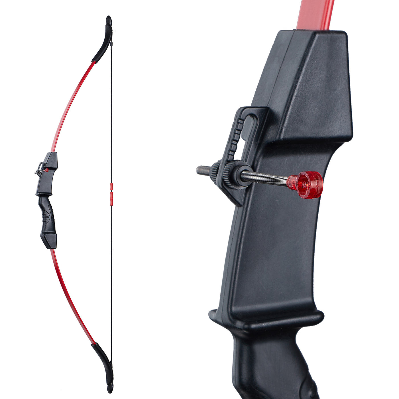 Kids Takedown Red Archery Bow with 4 Sucker Arrows String Sight Finger Saver