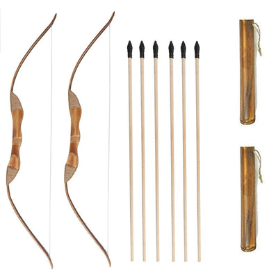 2 Packs 39" Kids Wood Bamboo Bows Arrows Kits