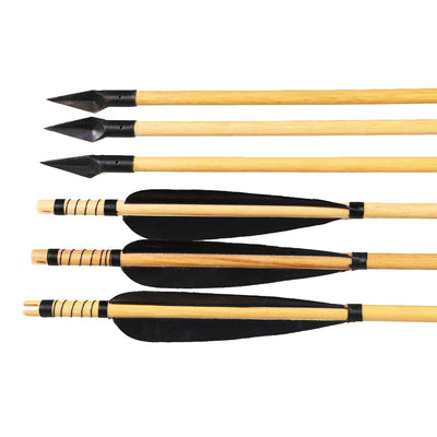 Black Fletched Wood Arrows with Broadheads