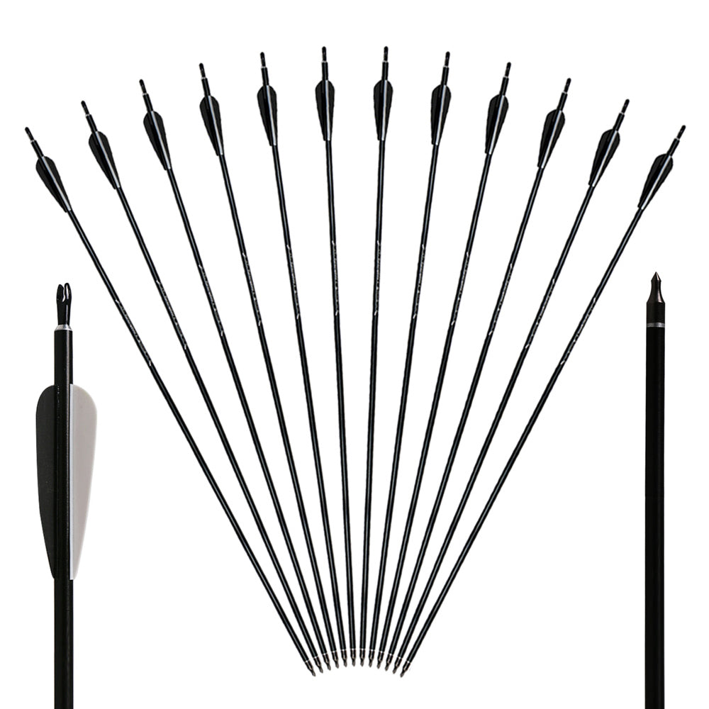 12x 31.5" OD 7.6mm ID 6.4mm Black Shaft Aluminum Archery Arrows Pin Nocks