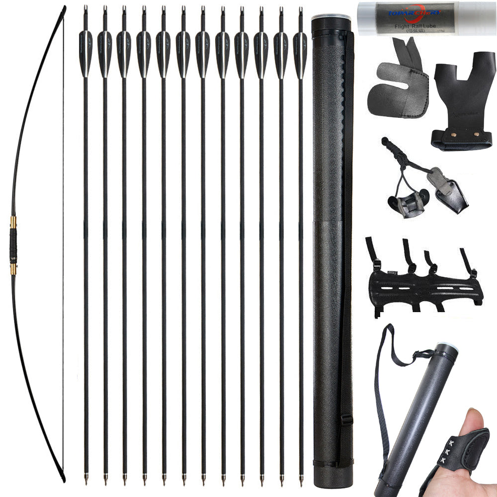 English Takedown Longbow Carbon Arrows Protective Gears Kit Set Recreational Camping Hiking