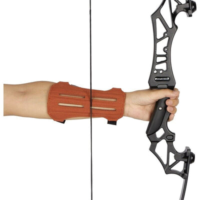 Brown 2-strap Armguard with Finger Saver