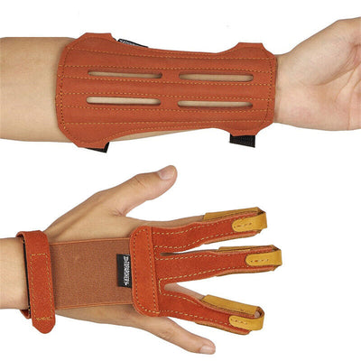 Brown 2-strap Armguard with Finger Saver