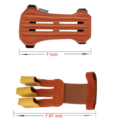 Brown 2-strap Armguard with Finger Saver