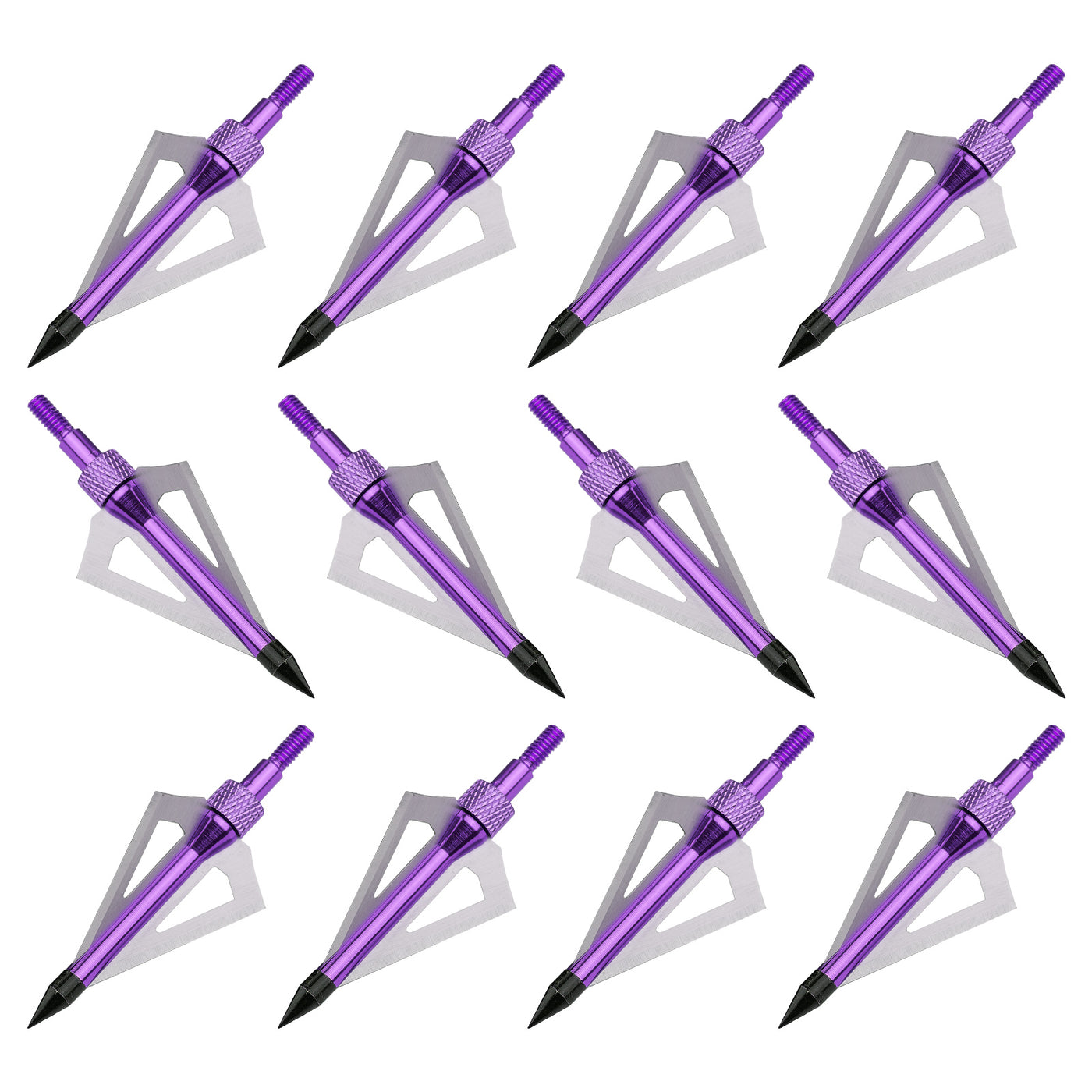 12x 100-grain Screw-in Archery Broadheads Purple/Silver
