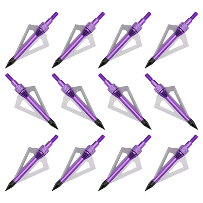 12x 100-grain Screw-in Archery Broadheads Purple/Silver