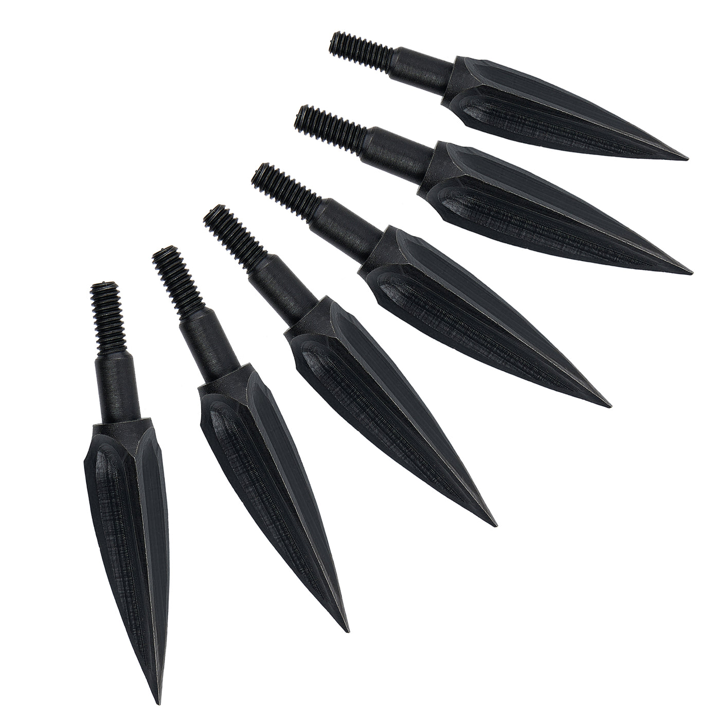 12x 3-blade 125 Grain Carbon Steel Willow Leaf Archery Arrowheads Tips Black For Hunting