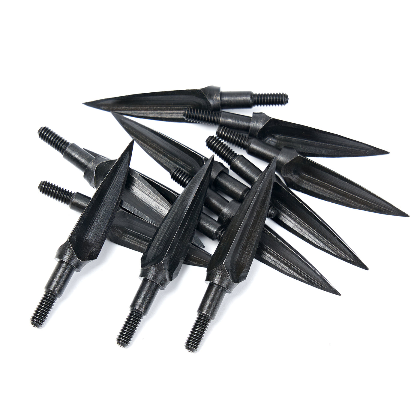 12x 3-blade 125 Grain Carbon Steel Willow Leaf Archery Arrowheads Tips Black For Hunting