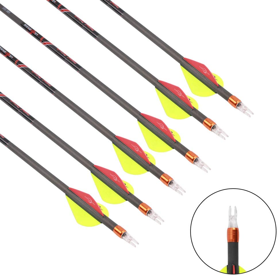 TopArchery 6x Straightness .001 32" Pure Carbon Arrows Spine 300/350/400 Archery Practice Target