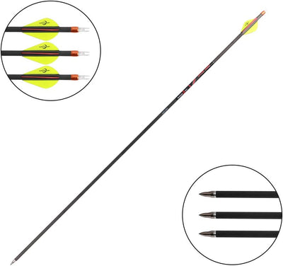 TopArchery 6x Straightness .001 32" Pure Carbon Arrows Spine 300/350/400 Archery Practice Target